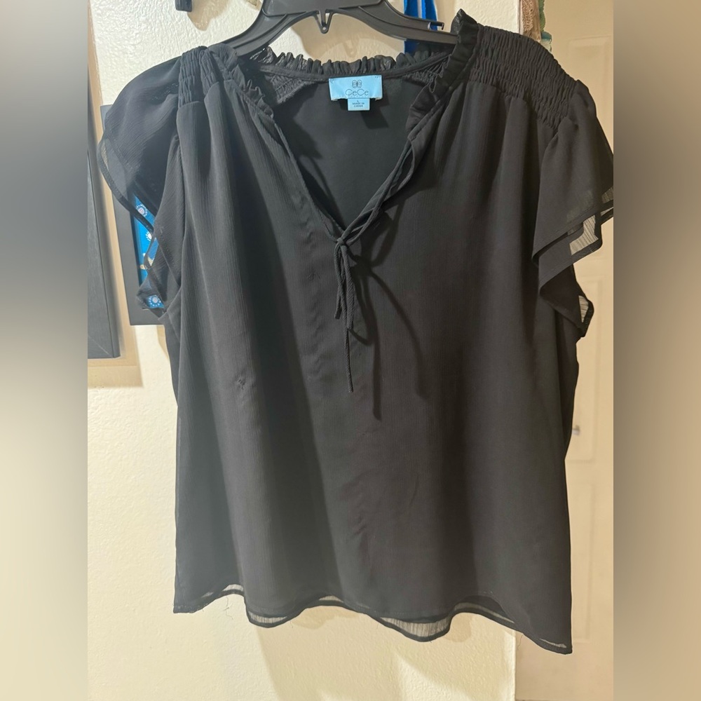 CeCe Black Women's Blouse with Ruffle Detail